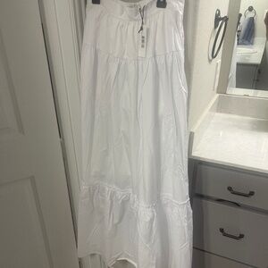 Tiered Cotton Maxi Skirt Tall - White